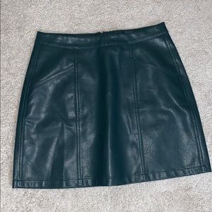 Faux Leather Dark Green Leather Skirt